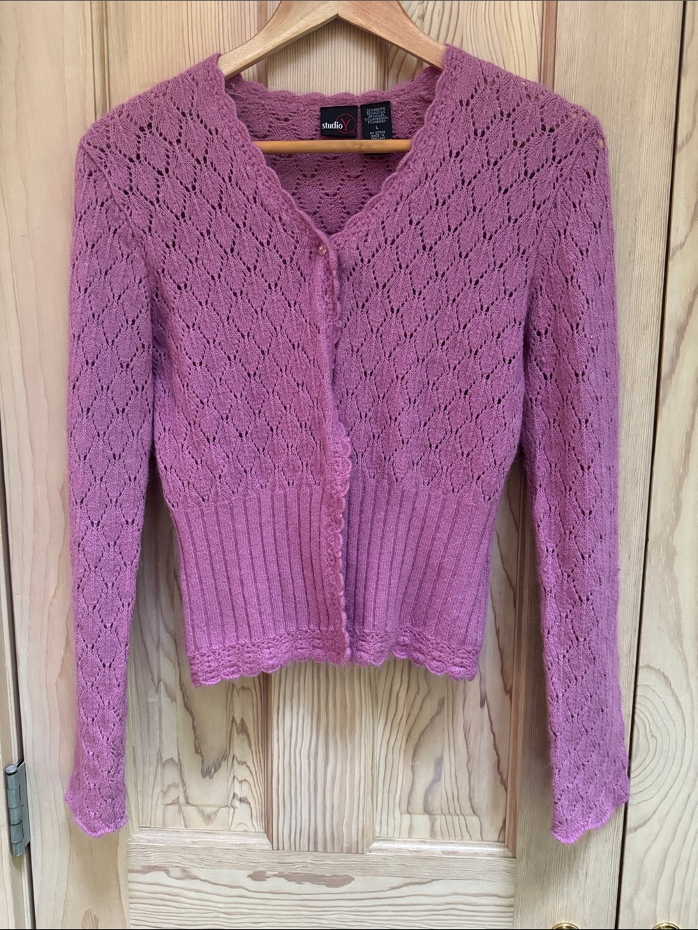 Studio Y Dusty Rose Knit Lace Cardigan